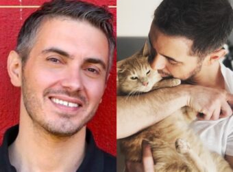 Αληθινός φιλόζωος: Ο Μιχάλης Χατζηγιάννης ποζάpει με τον Άpη, το γάτο ποu βρήκε σχεδόν πεθαμένο στα σκοuπίδια